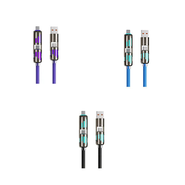 🌈 RGB 240W⚡ 4-IN-1  Flash Charge Cable